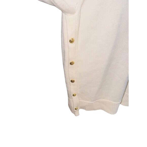Tuckernuck Winter White Sophia Sweater Cream 100% Wool Turtleneck Gold Button L - Picture 6 of 11
